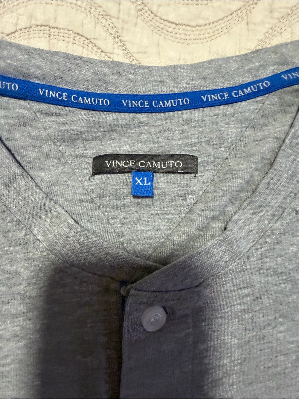 Vince Camuto Light Gray Henley Short Sleeve Tee